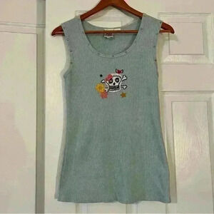 ivy jane Tank Top embroidered and lace skull